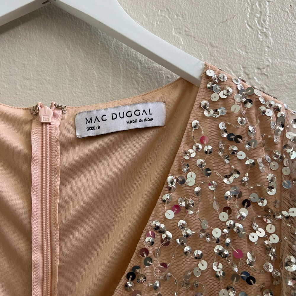 Mac Duggal Sequin Flutter Sleeve Ruffle Midi Dress - image 7